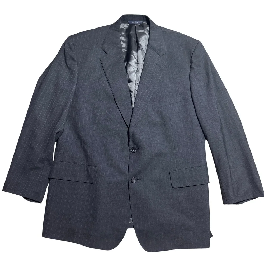 Brooks Brothers BrooksEase‎ Mens Charcoal Grey Pinstripe Blazer Suit Jacket 44